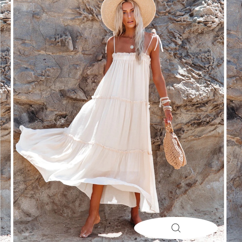 VICI Catch the Sun Tiered MIDI dress- Eggshell, size small